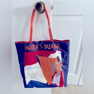 Estée Lauder Harper’s Bazaar blue printed tote bag